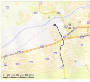 trasa:vlaková stanice Zlín Střed - Zimní stadion Ludka Čajky